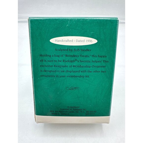 Hallmark Keepsake Rudolphs Helper Reindeer Treats Elf Ornament 1996 Miniature - Picture 7 of 7